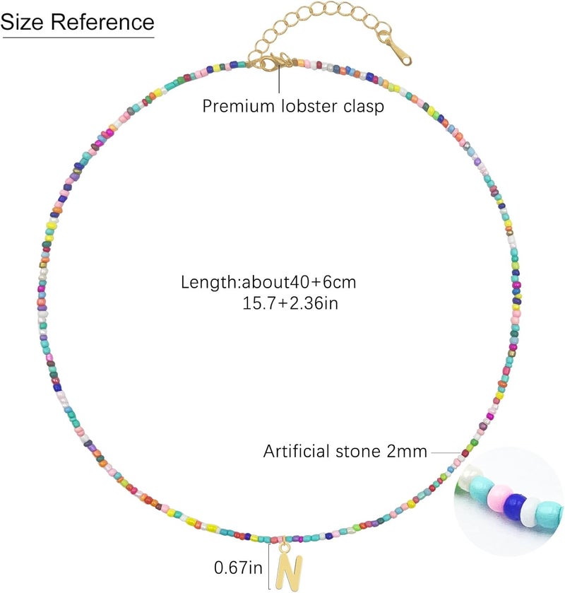 Senfour Colorful Beaded Initial Necklaces for Kids Girls, Personized Graduation Birthday Gifts - Choker Necklace for Women,Teen and Preteen Girls - Image 4
